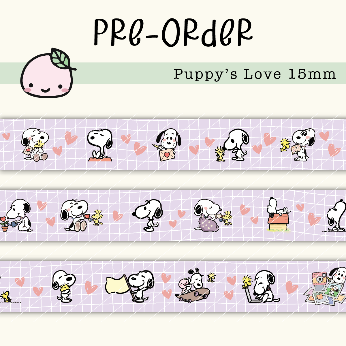 WT PREORDER | Puppy's Love Washi Tape | 15mm x 10m