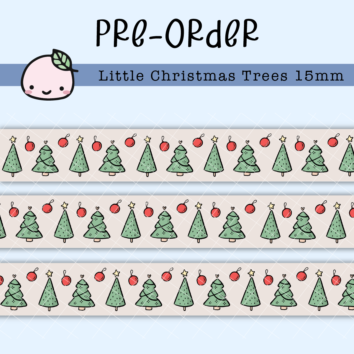 WT059 (PREORDER) | Little Christmas Trees Washi Tape | 15mm x 10m | Collab with @createwithpen | Saves 15%