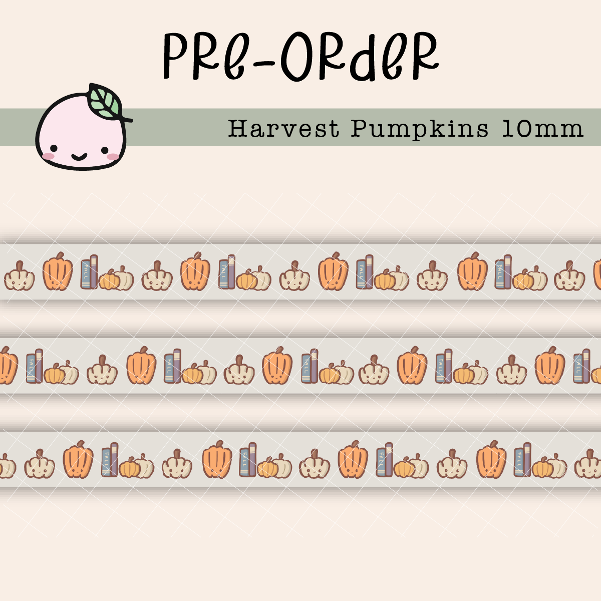 WT050 PREORDER | Harvest Pumpkins Washi Tape | 10mm x 10m | Collab with @createwithpen