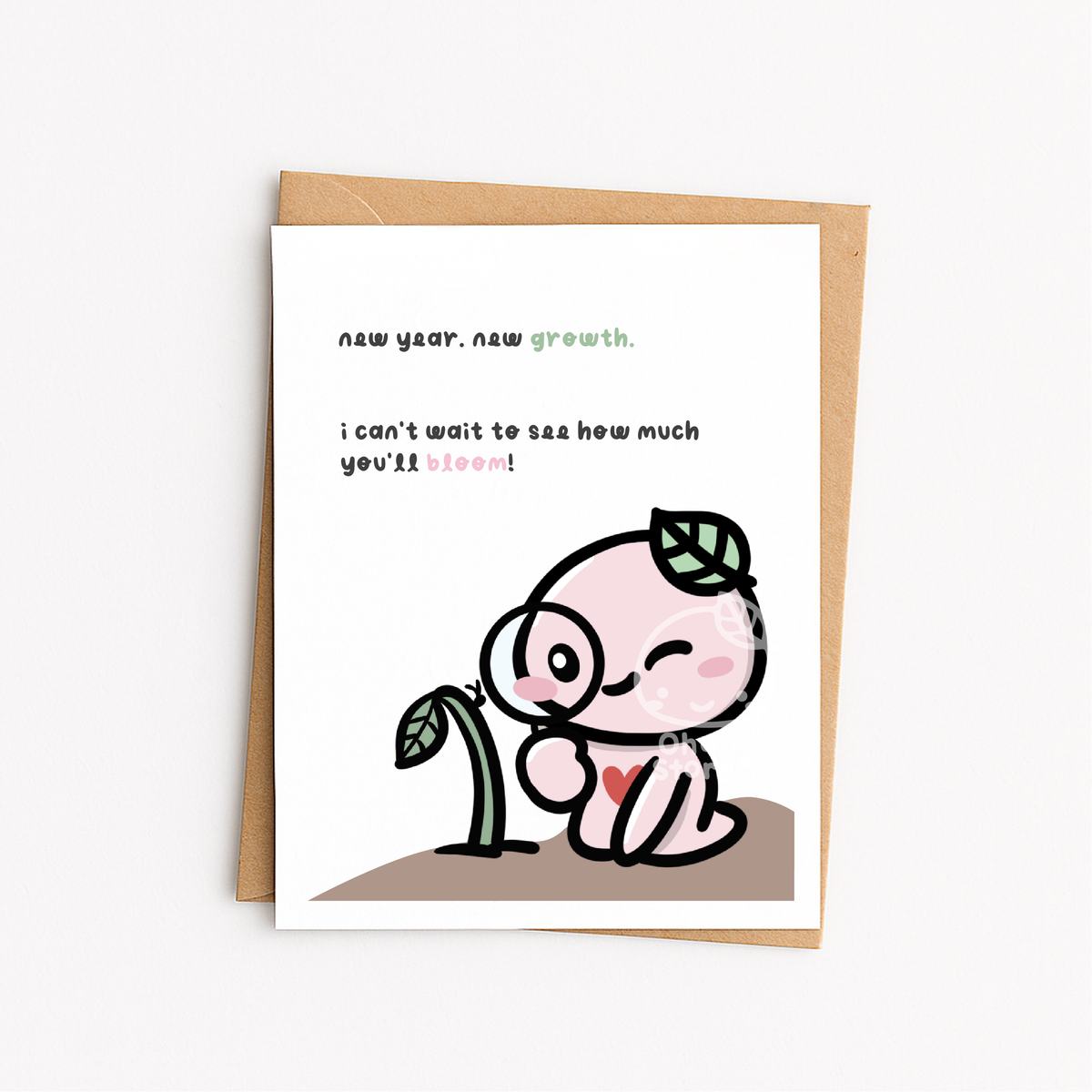 GC010 | "new year. new growth. i can't wait to see how much you'll bloom!" Greeting Card | Blank Inside