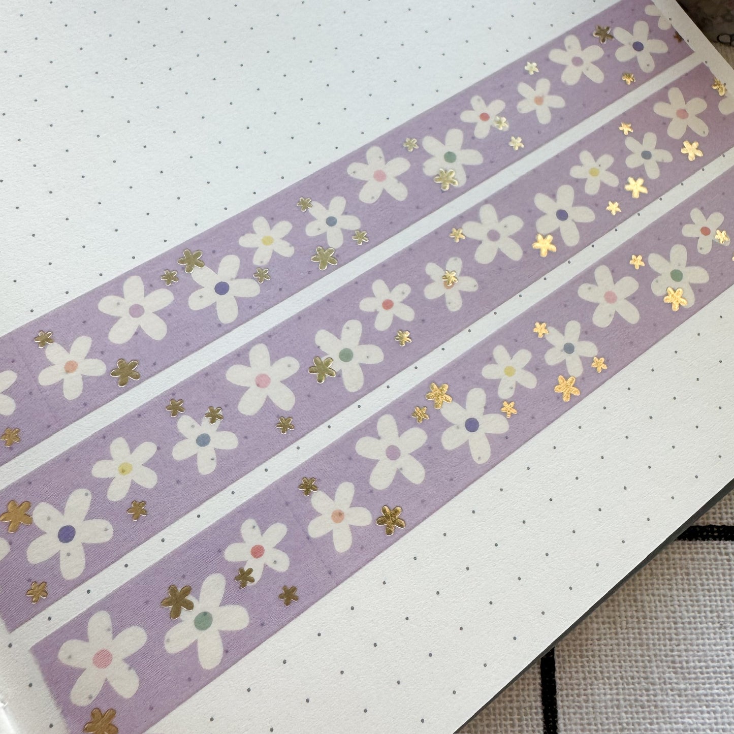 WT039 | Daisies V2 Washi Tape (Gold Foil) | 15mm x 10m