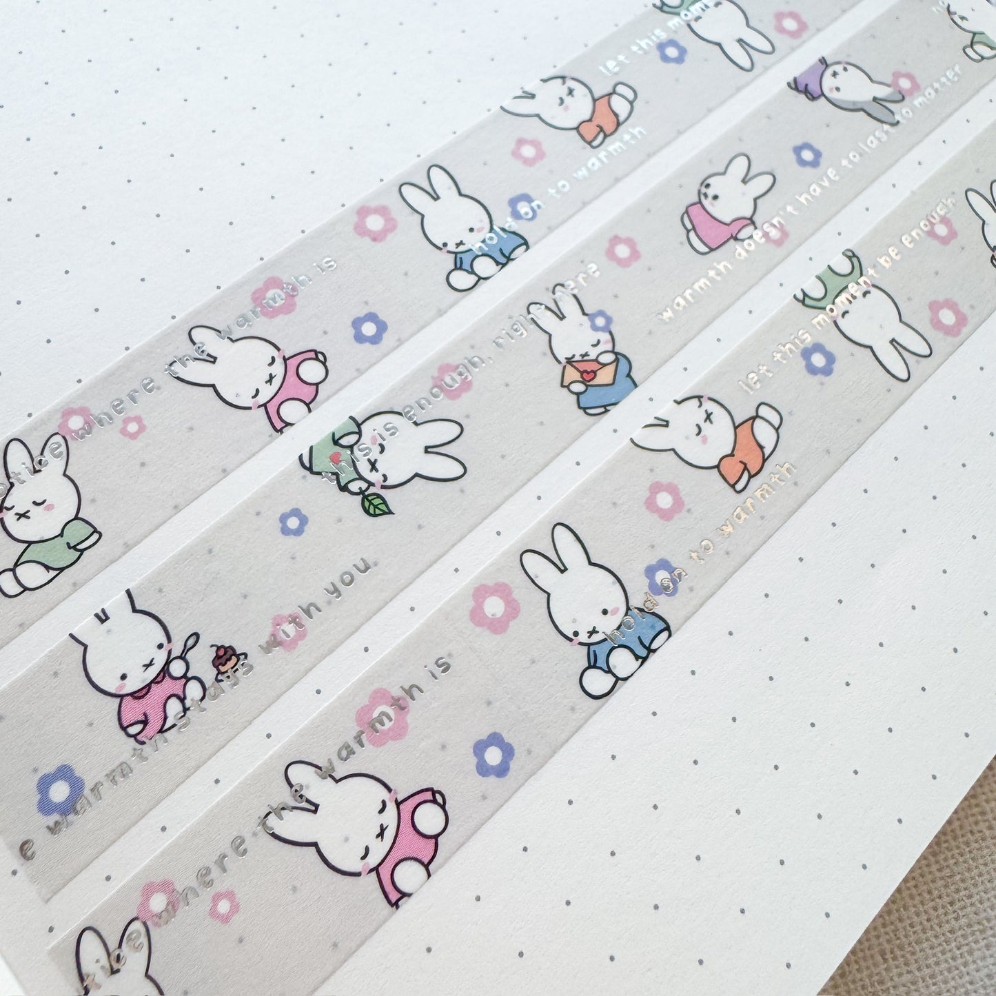 WT036 | Bunny's Warmth Washi Tape (Silver Foil) | 15mm x 10m