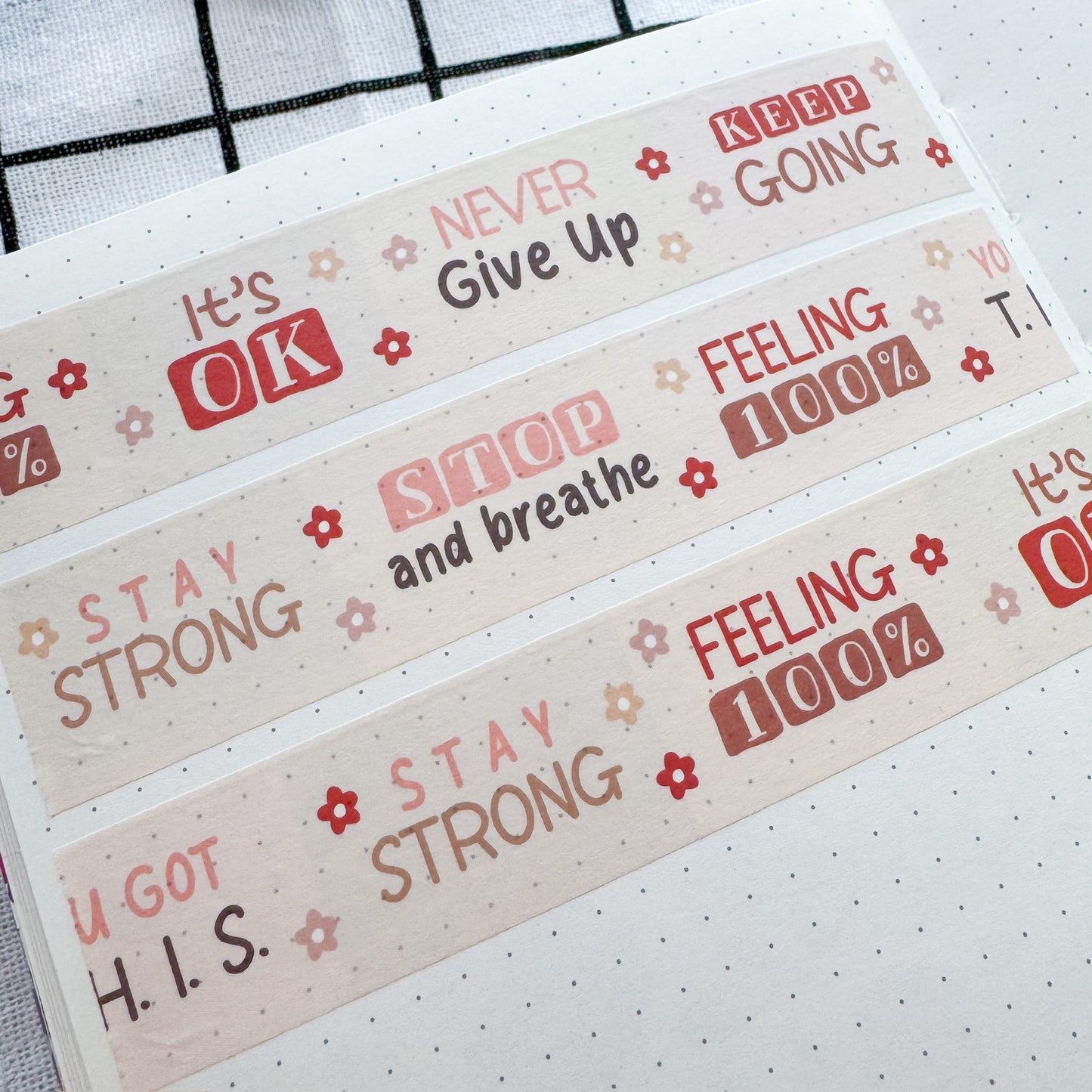 WT042 | Motivational Coral Pink Washi Tape | 25mm x 10m | Collab with @createwithpen