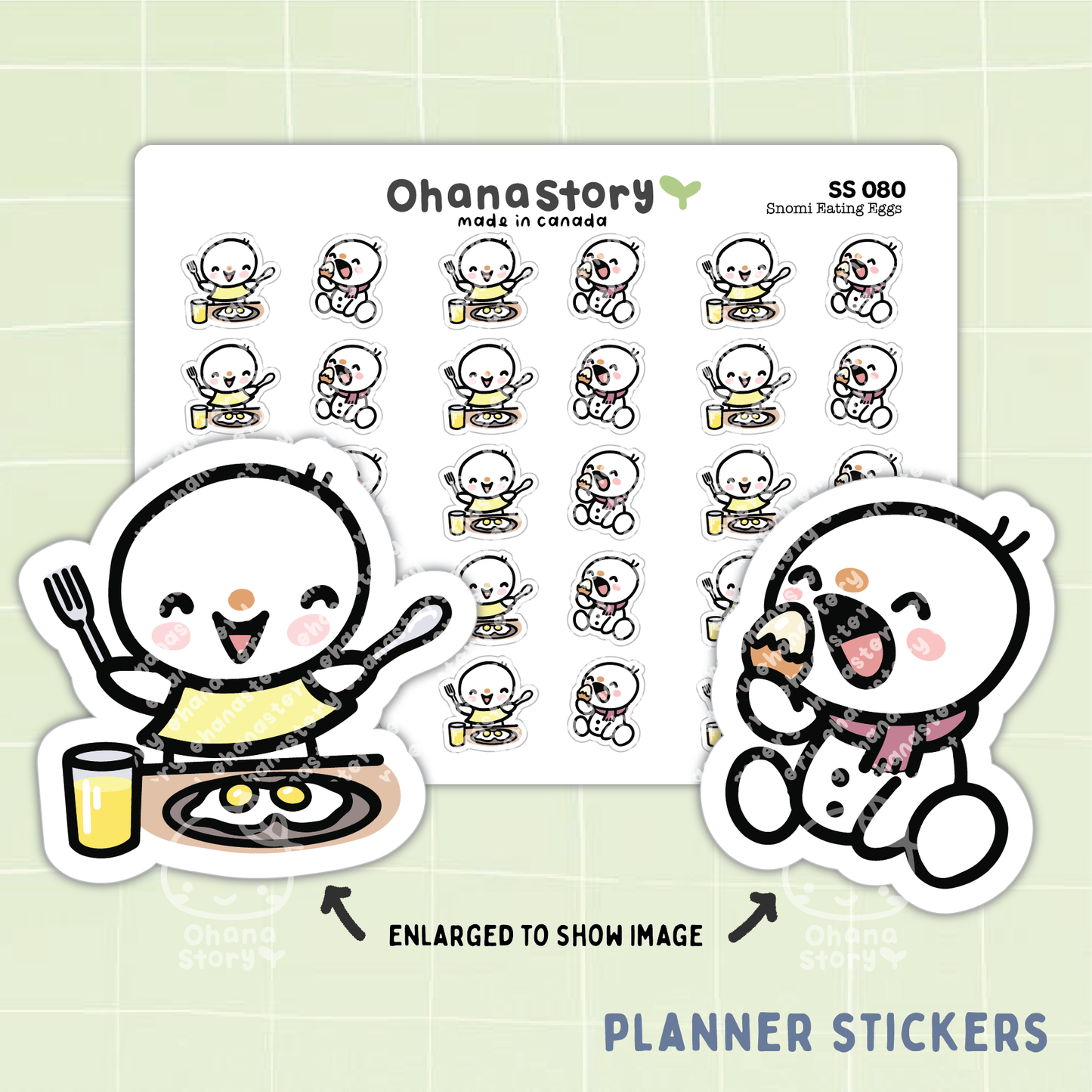 SS080 | Snomi Eating Eggs Protein Icon Stickers Sheet