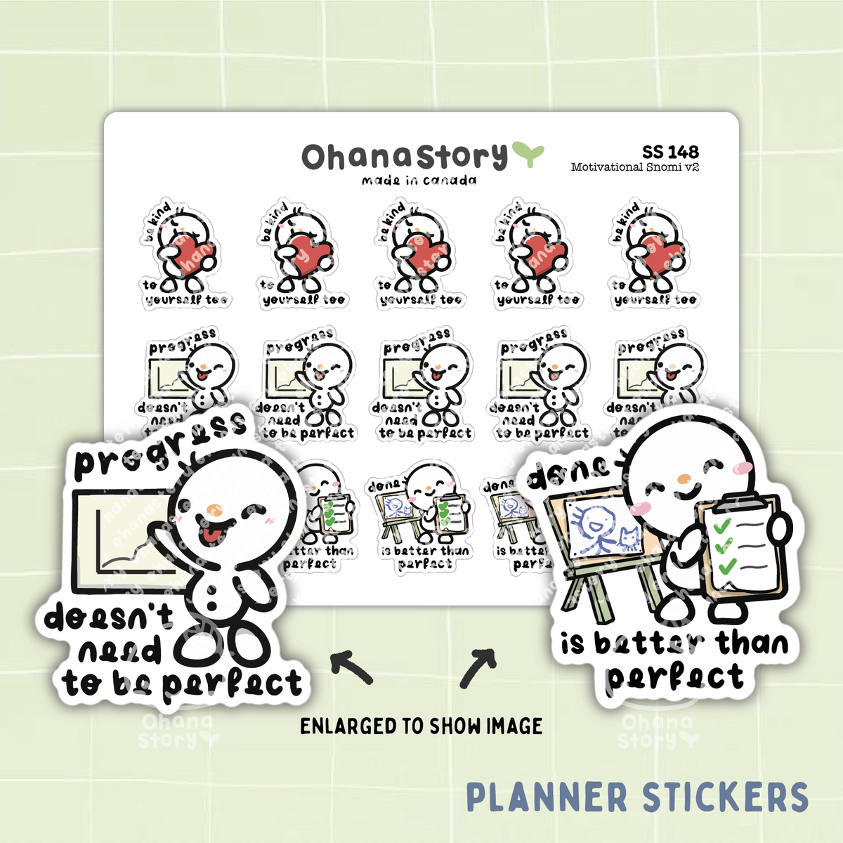 SS148 | Motivational Snomi V2 Stickers Sheet