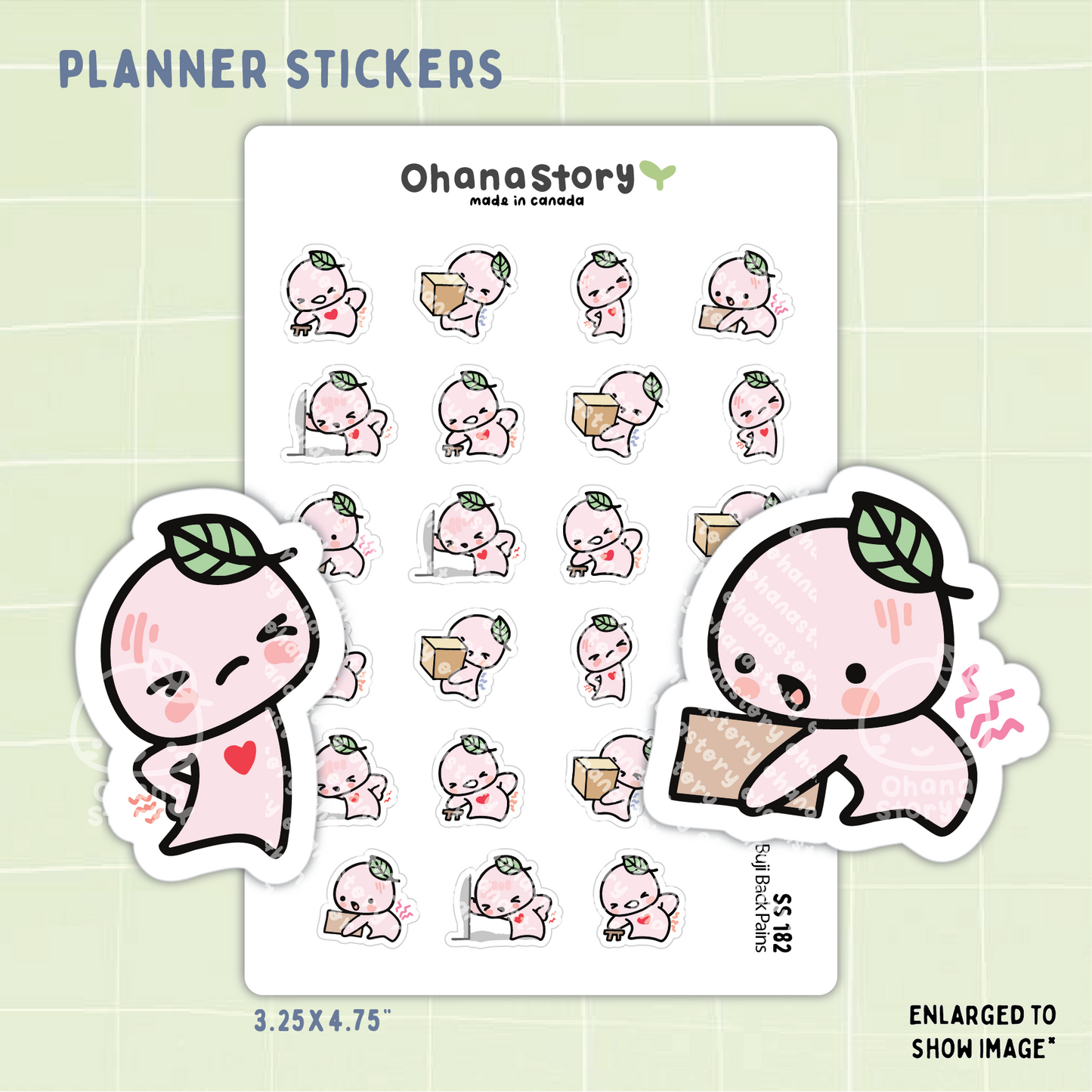 SS182 | Back Pain Buji Icon Stickers Sheet