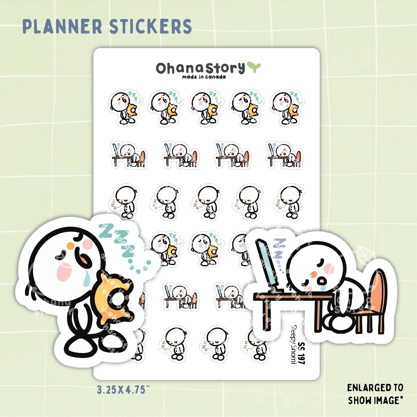 SS197 | Snomi Tired Icon Stickers Sheet