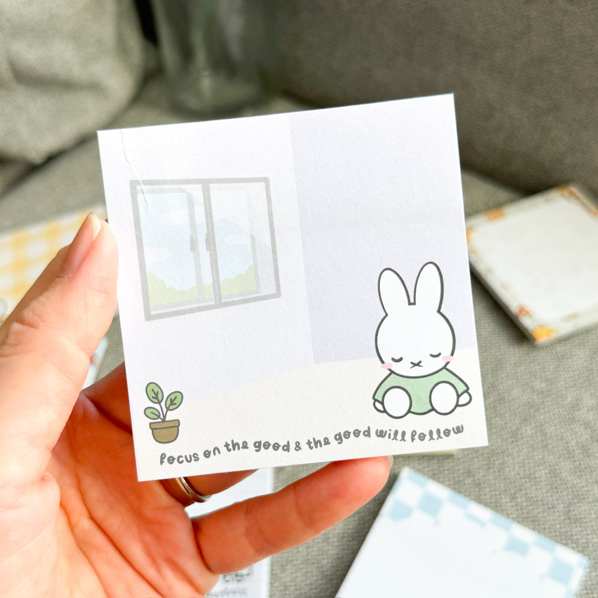 SN012 | Bunny "Focus on the Good" Sticky Notes