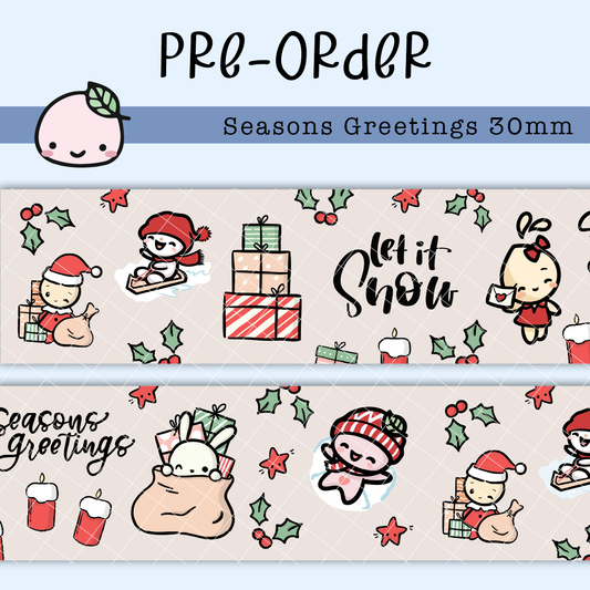 WT055 (PREORDER) | Seasons Greetings Washi Tape | 30mm x 10m | Collab with @createwithpen | Saves 15%