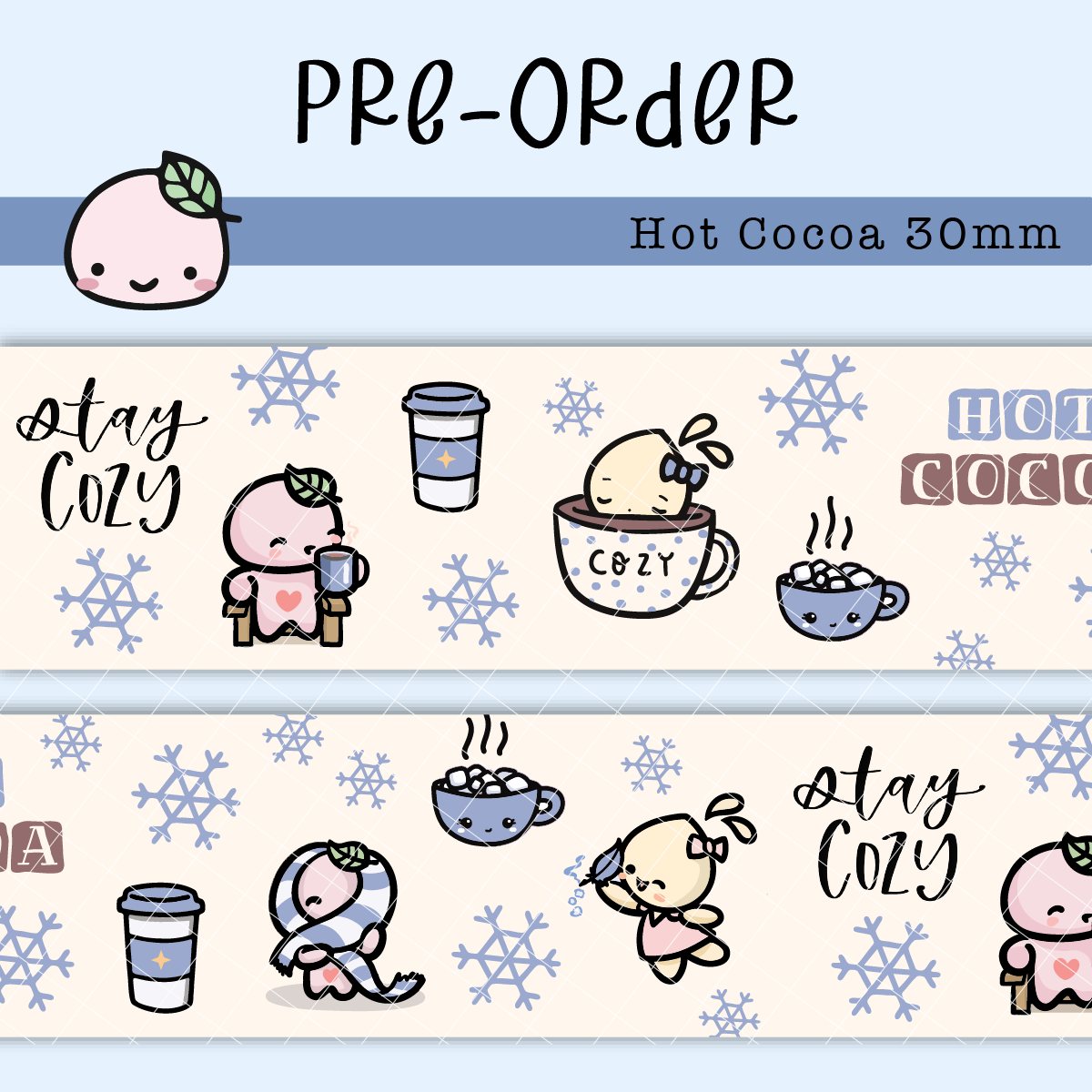 WT060 (PREORDER) | Hot Cocoa Washi Tape | 30mm x 10m | Collab with @createwithpen | Saves 15%