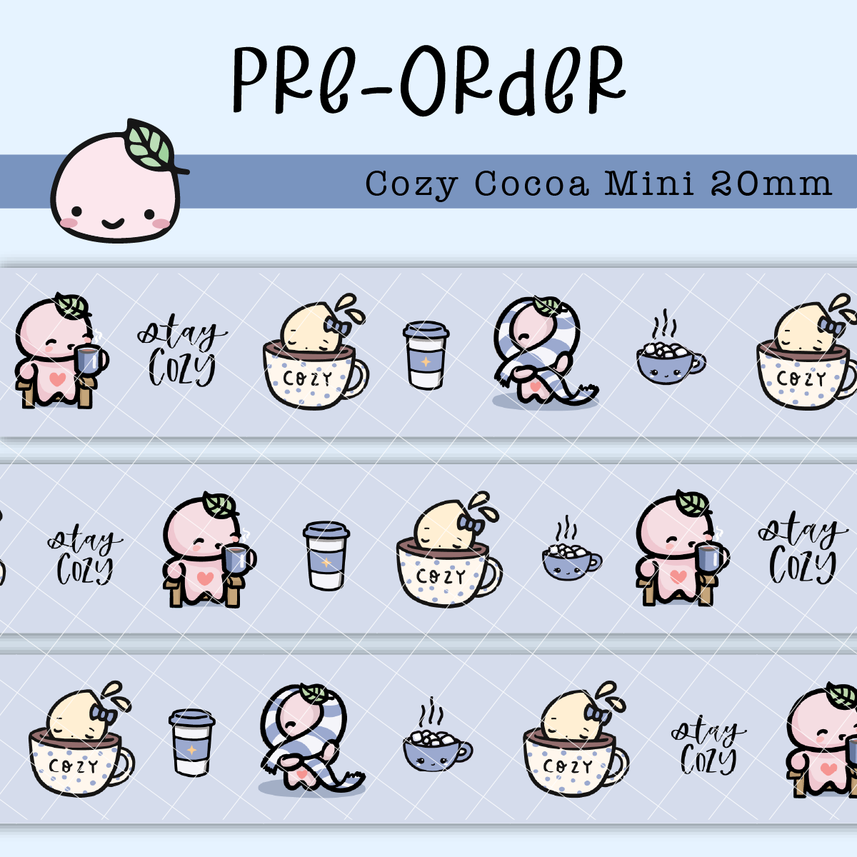 WT061 (PREORDER) | Cozy Cocoa Mini Washi Tape | 20mm x 10m | Collab with @createwithpen | Saves 15%