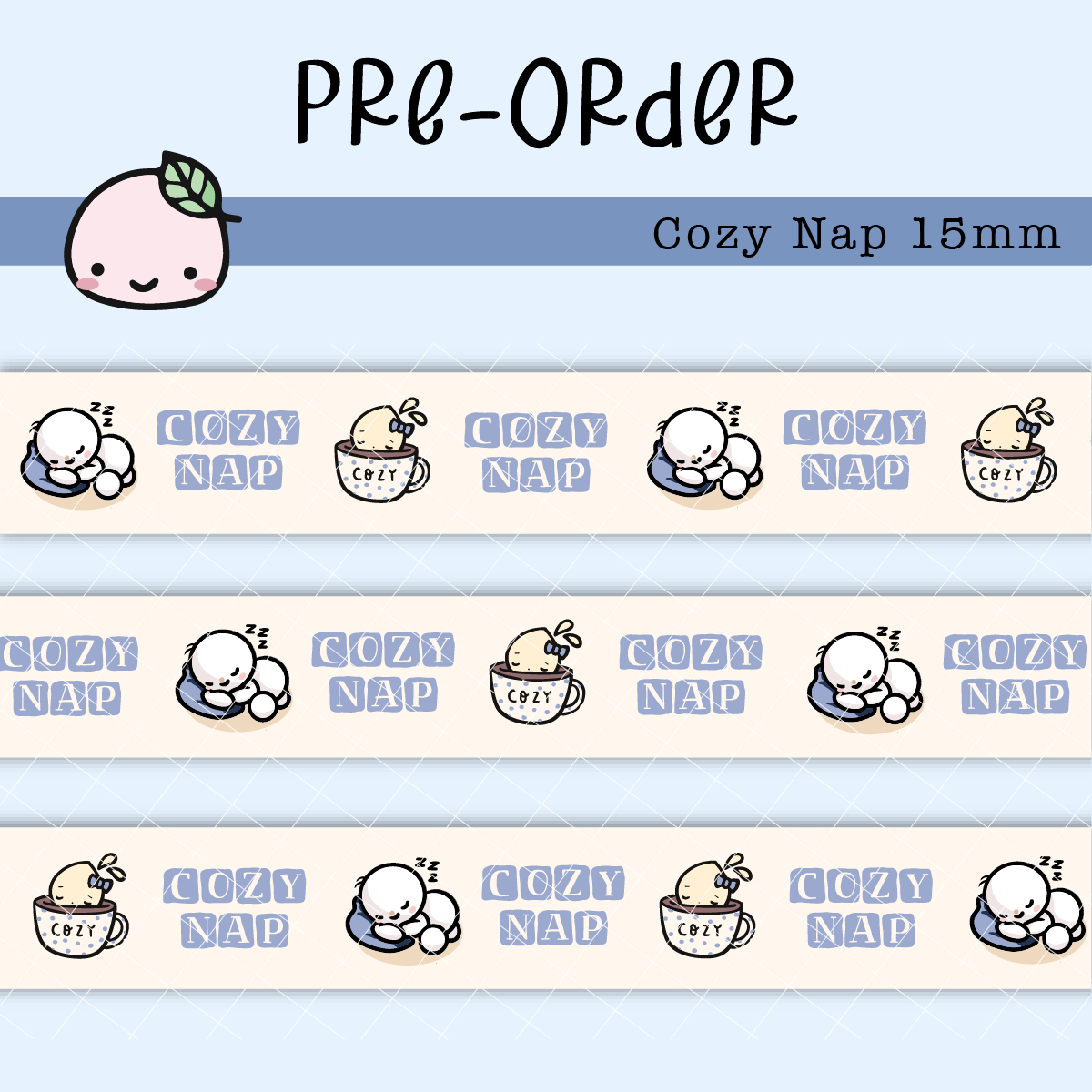 WT064 (PREORDER) | Cozy Nap Washi Tape | 15mm x 10m | Collab with @createwithpen | Saves 15%