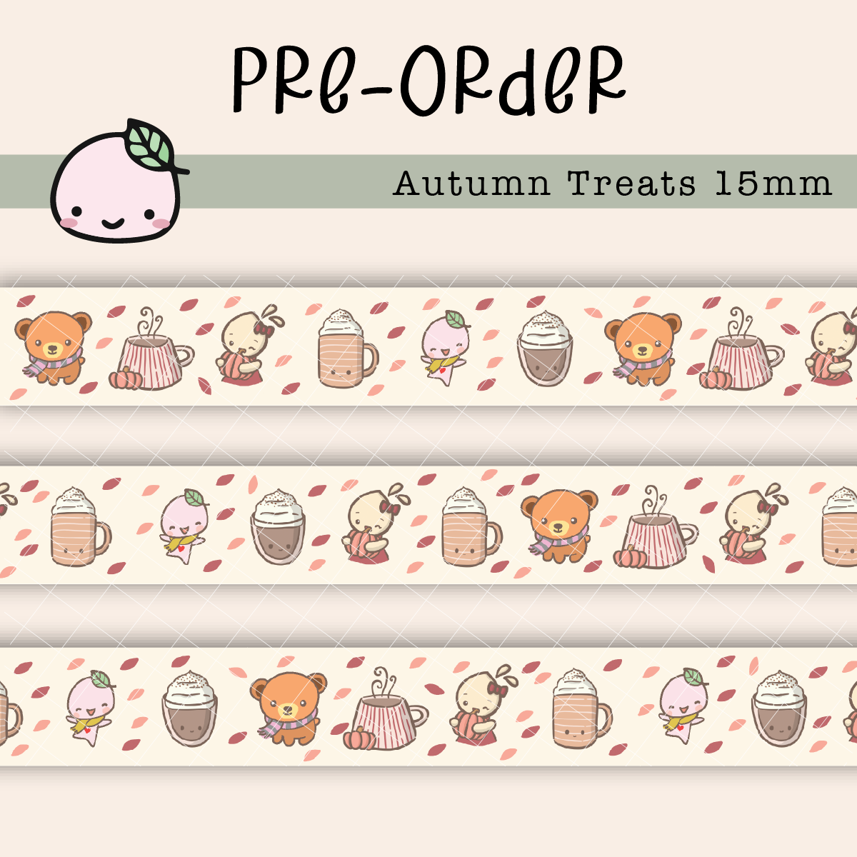 WT046 PREORDER | Autumn Treats Washi Tape | 15mm x 10m | Collab with @createwithpen