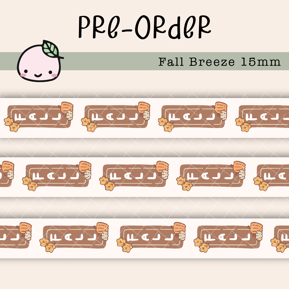 WT047 PREORDER | Fall Breeze Washi Tape | 15mm x 10m | Collab with @createwithpen