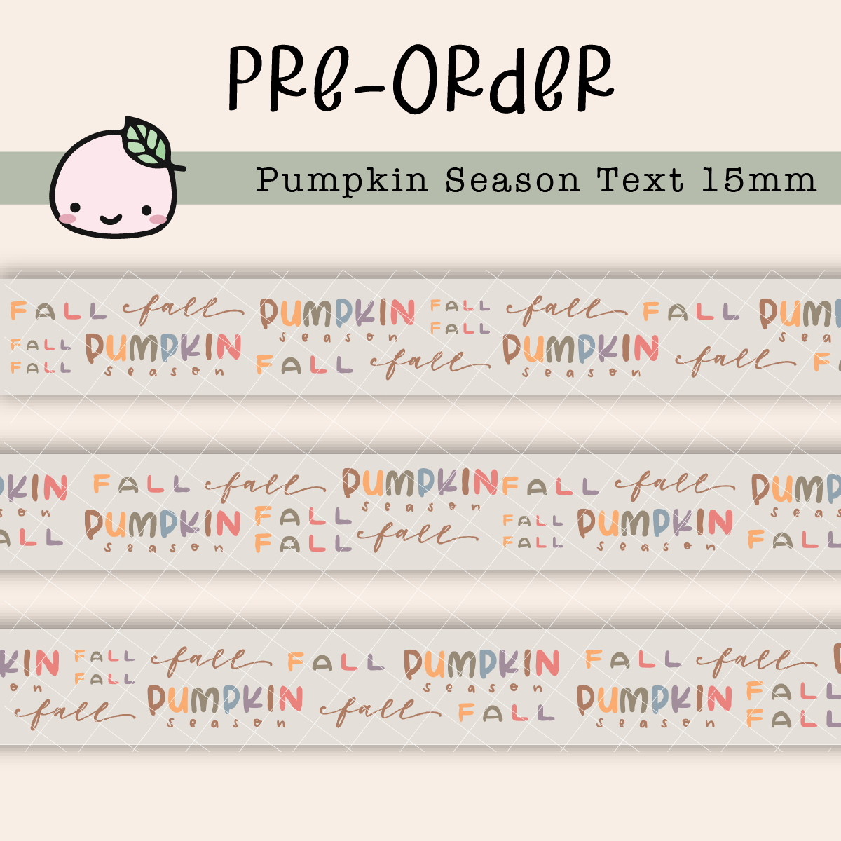 WT049 PREORDER | Pumpkin Season Text Washi Tape | 15mm x 10m | Collab with @createwithpen