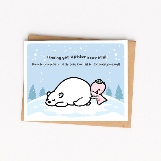 "sending you a polar bear hug!" Holiday Greeting Card | Blank Inside