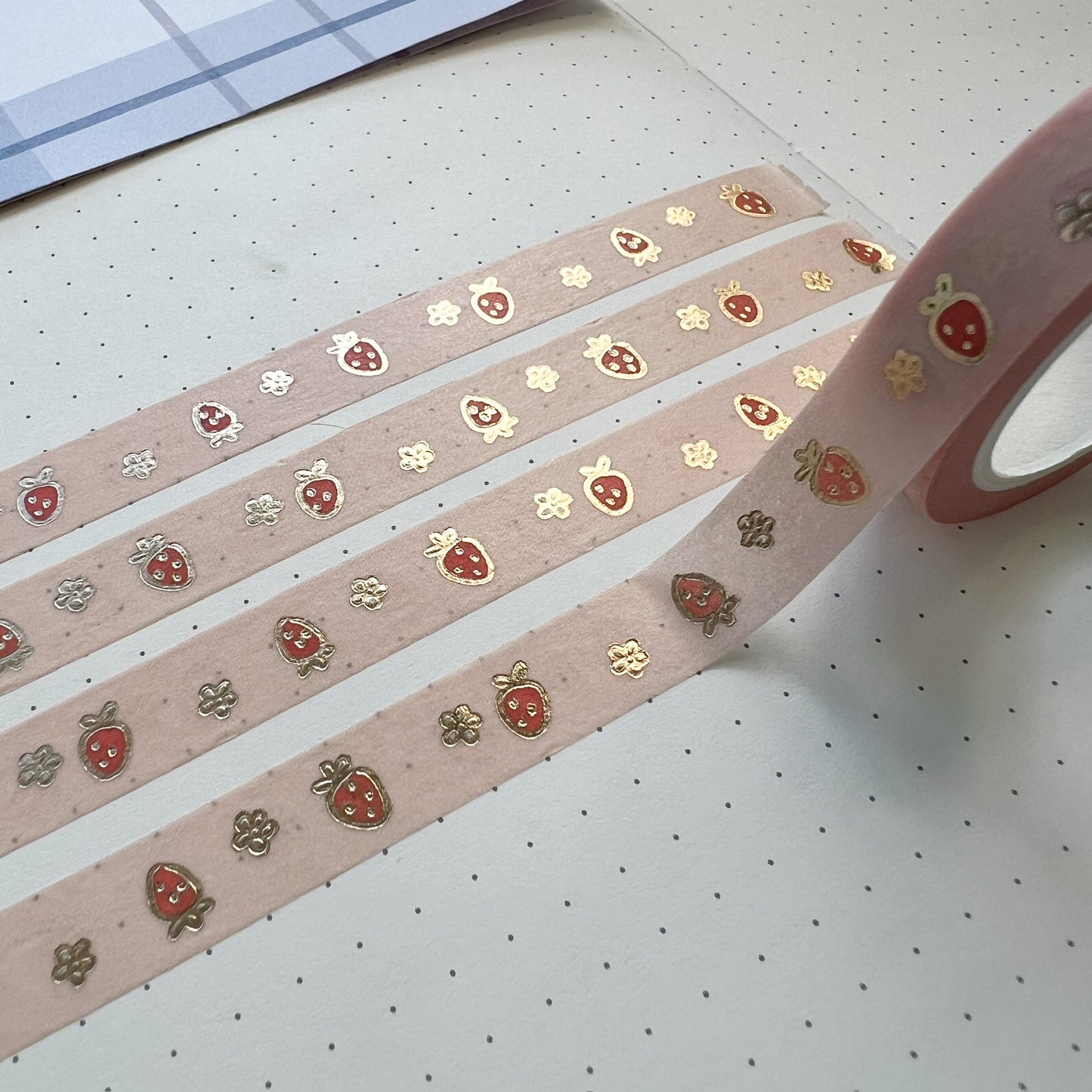 WT | Cute Strawberries (Gold Foil) Washi Tape | 10mm x 10m