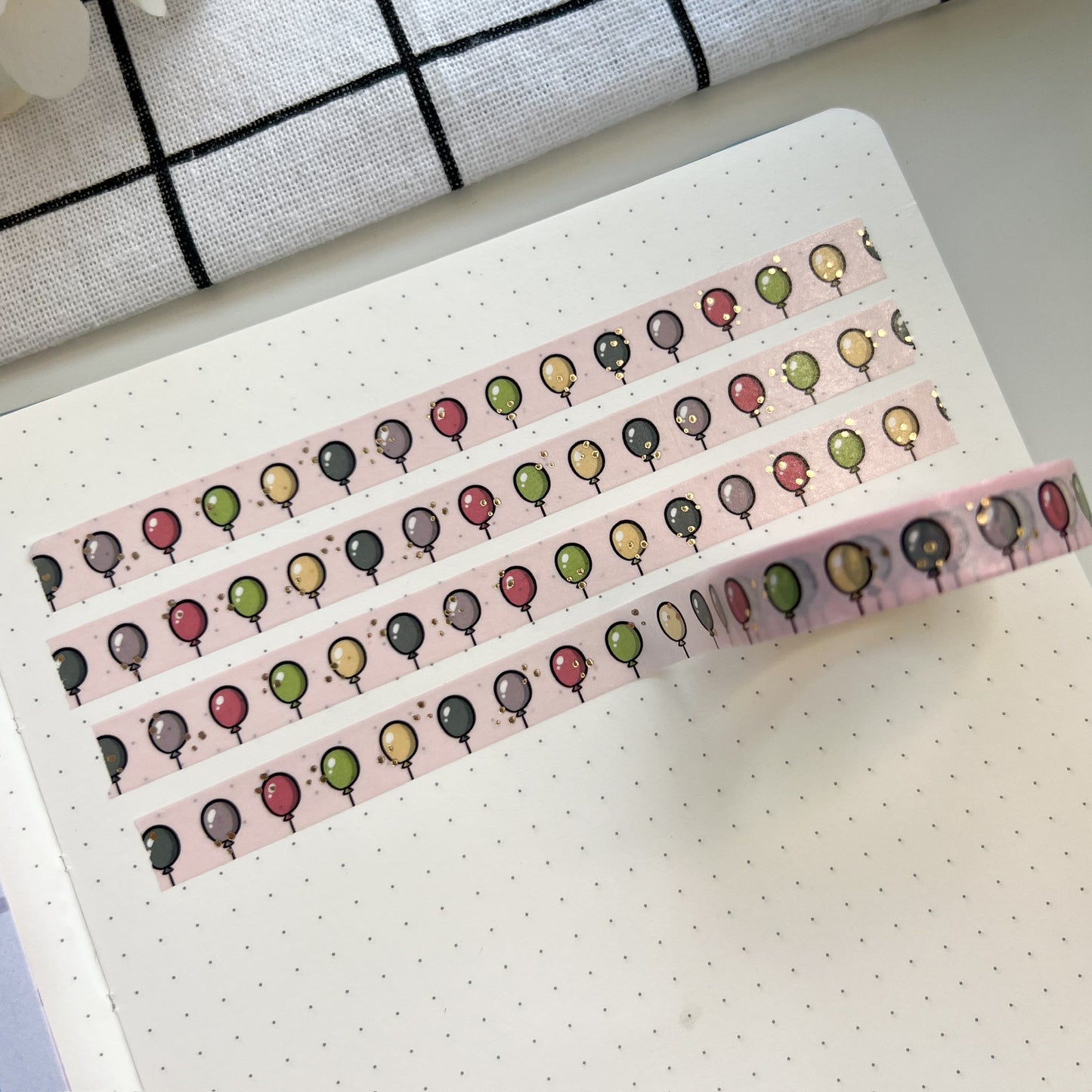 WT | Birthday Balloons (Gold Foil) Washi Tape | 10mm x 10m | Collab with @createwithpen