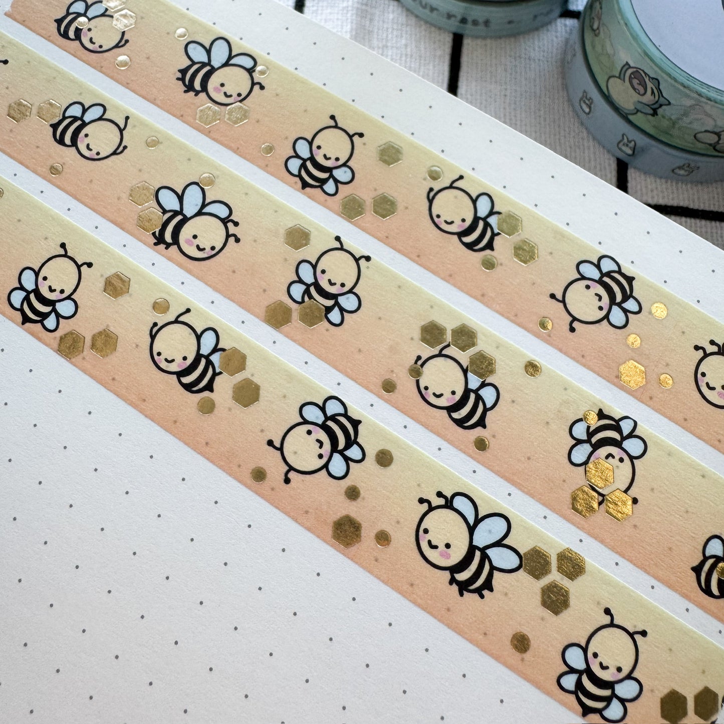 WT038 | Busy Bees V2 Washi Tape (Gold Foil) | 15mm x 10m