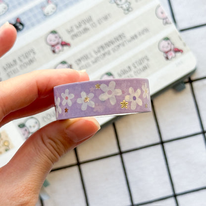 WT039 | Daisies V2 Washi Tape (Gold Foil) | 15mm x 10m