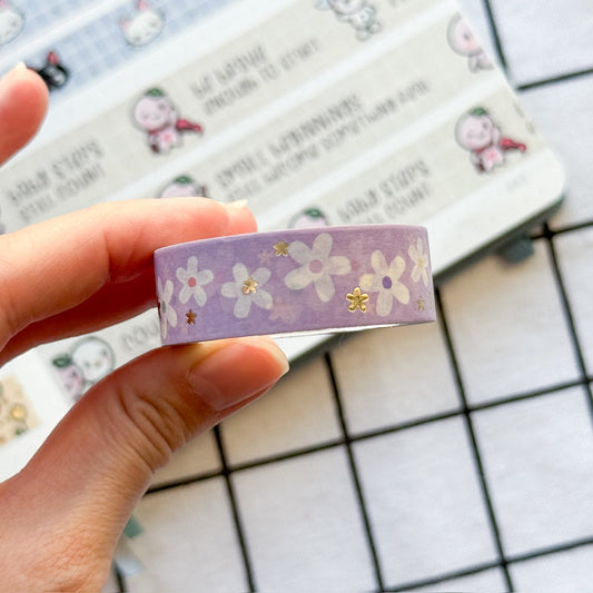 WT039 | Daisies V2 Washi Tape (Gold Foil) | 15mm x 10m