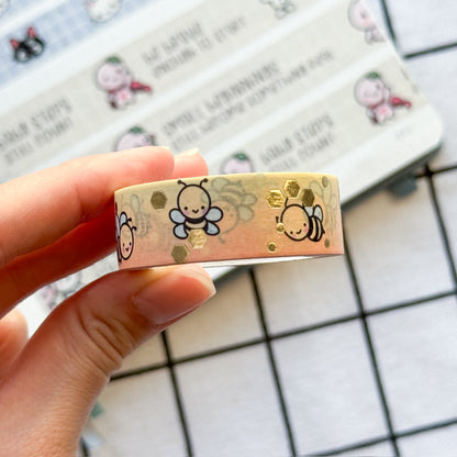WT038 | Busy Bees V2 Washi Tape (Gold Foil) | 15mm x 10m