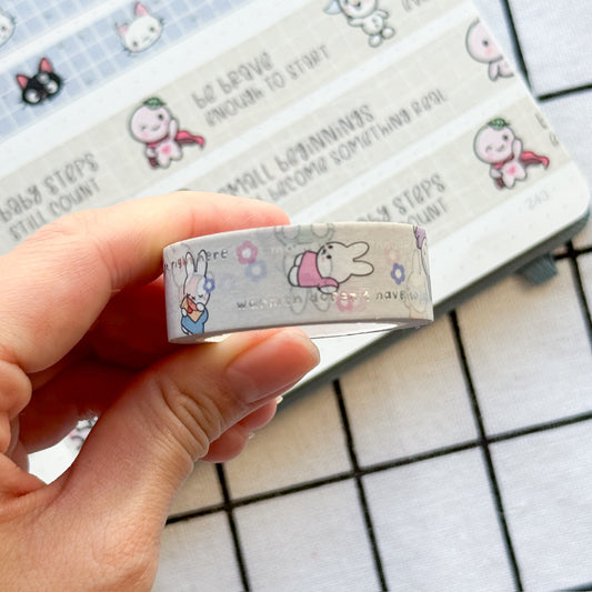 WT036 | Bunny's Warmth Washi Tape (Silver Foil) | 15mm x 10m