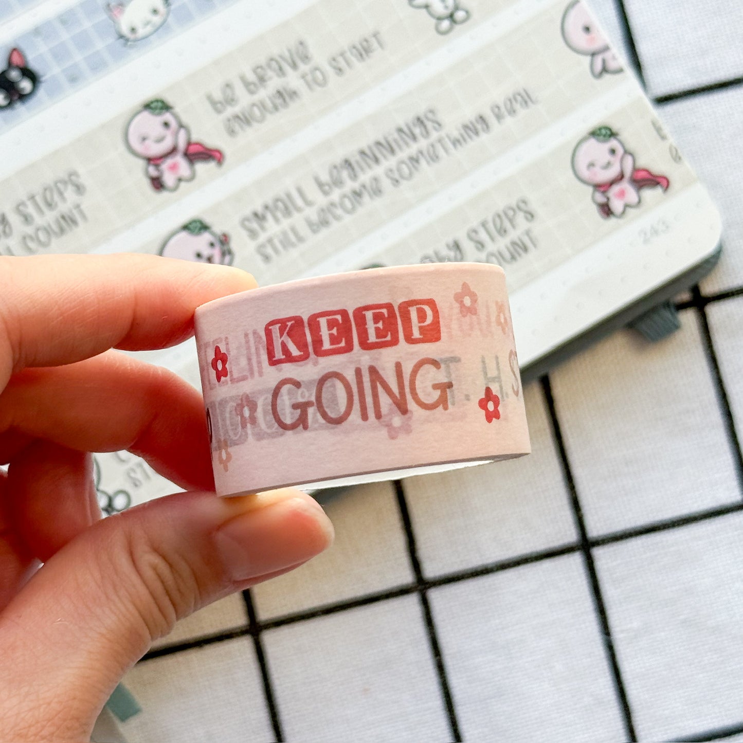 WT042 | Motivational Coral Pink Washi Tape | 25mm x 10m | Collab with @createwithpen