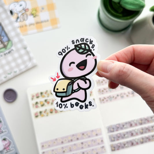 DC | "90% Snacks, 10% Books" Die Cut Sticker