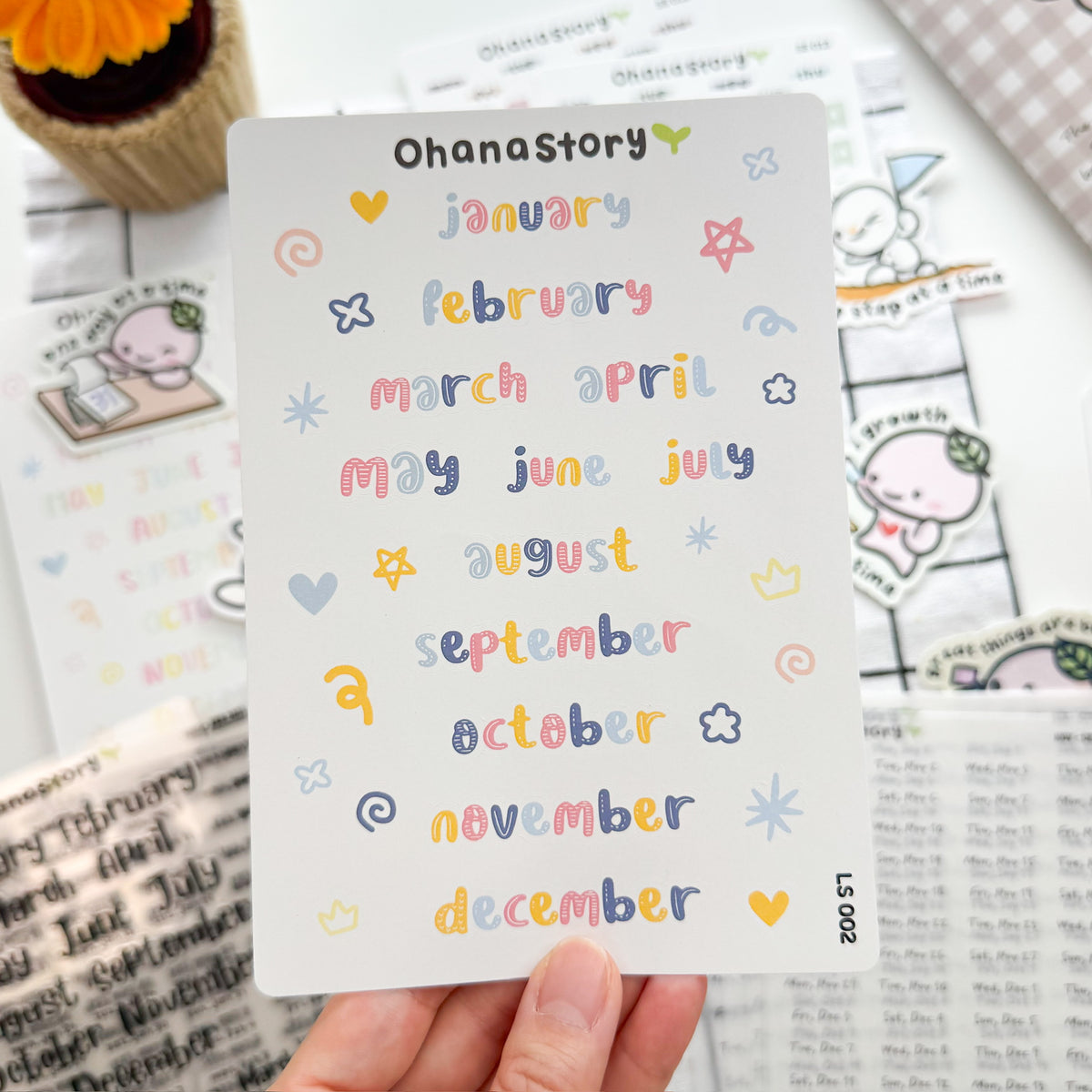LS002 | Cute January - December Scripts Sticker Sheet