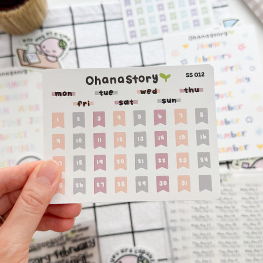 SS012 | Warm Tone Date Flags Sticker Sheet