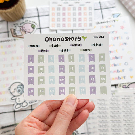 SS013 | Cool Tone Date Flags Sticker Sheet