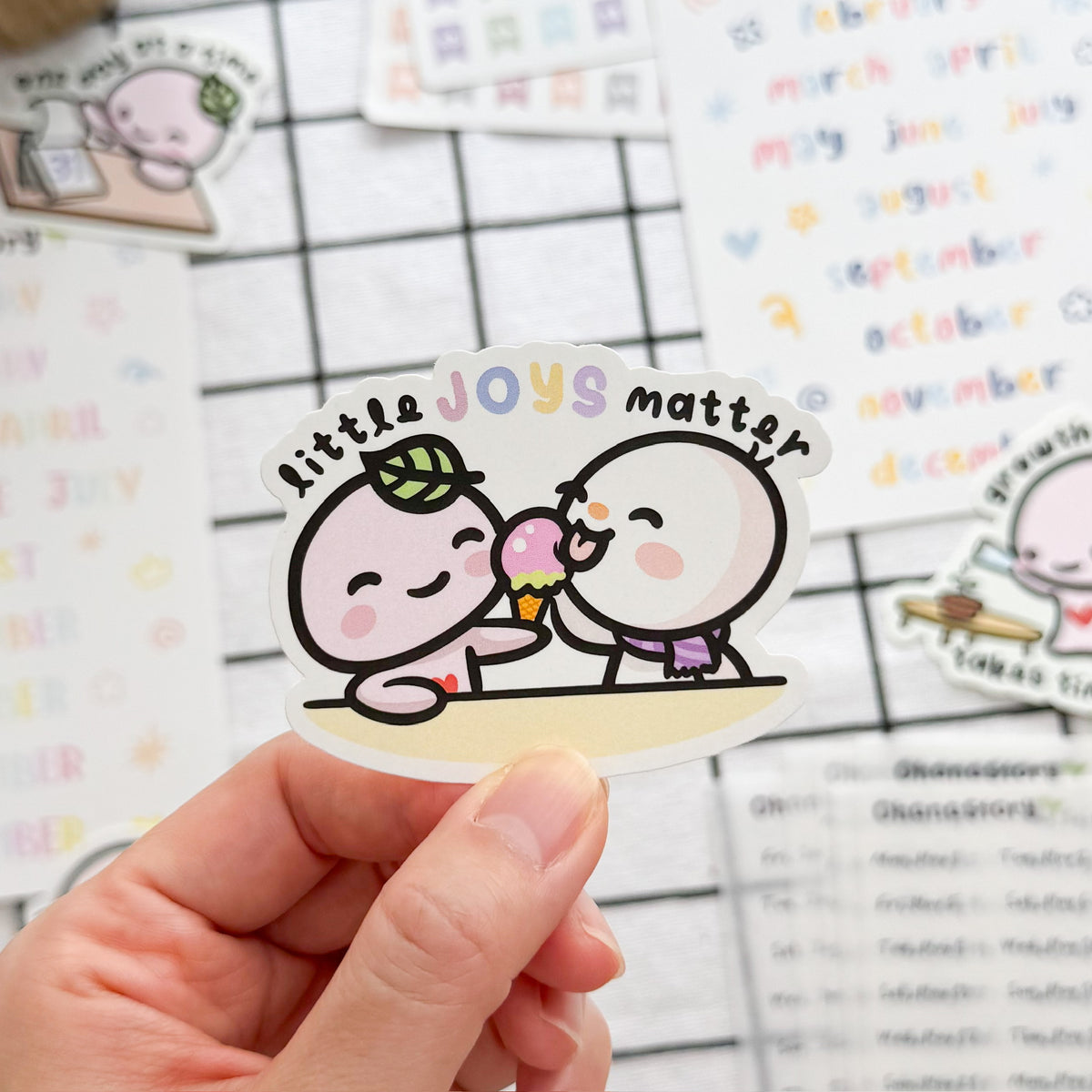 DC | "Little Joys Matter" Buji & Snomi Ice Cream Die Cut Sticker