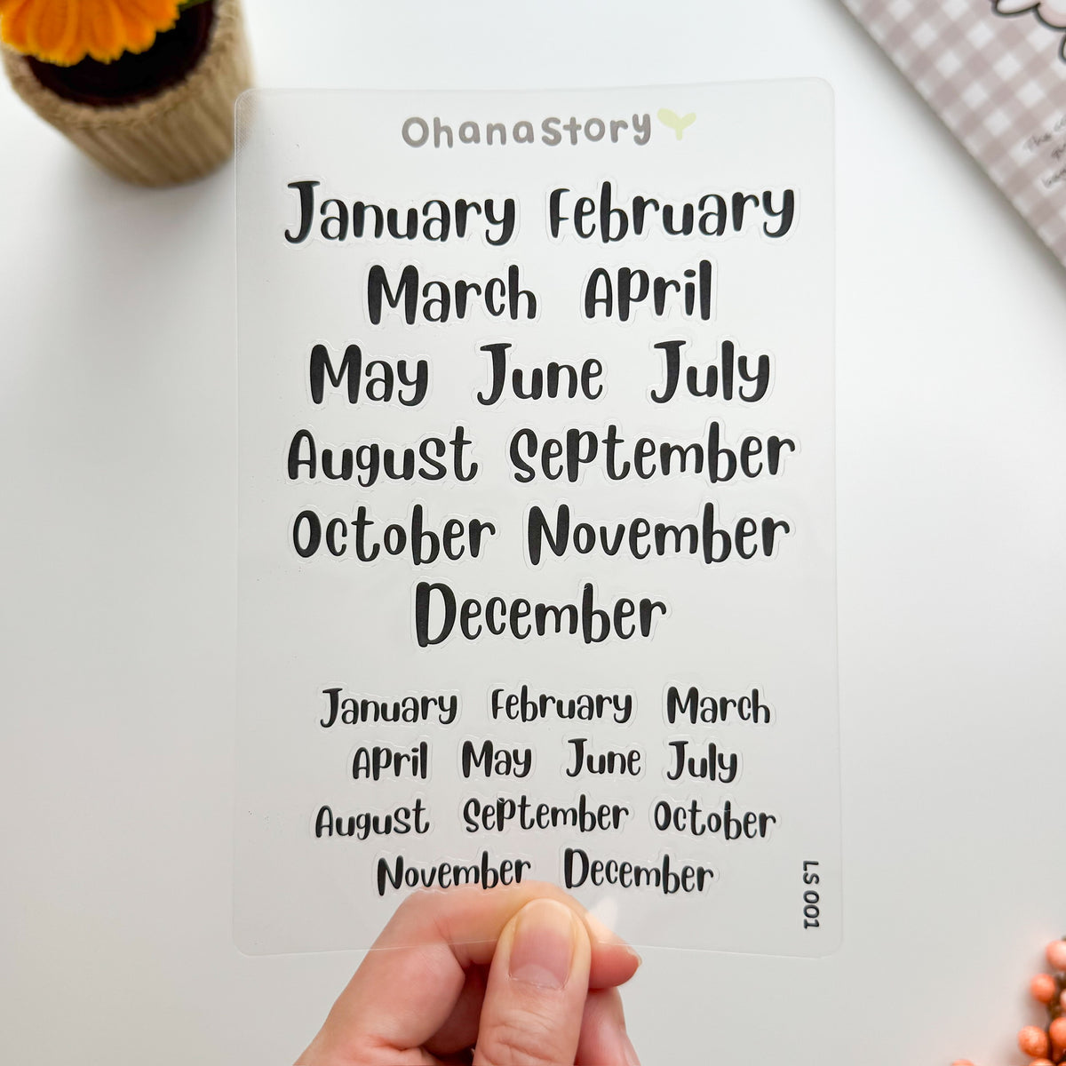 LS001 | Black January - December Scripts (Clear Vinyl) Sticker Sheet