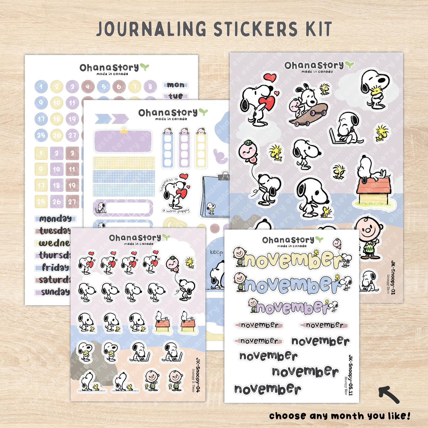 JK-Snoopy-All | Snoopy Journaling Stickers Kit