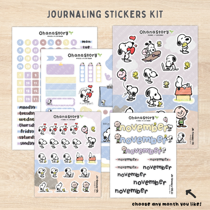 JK-Snoopy-All | Snoopy Journaling Stickers Kit