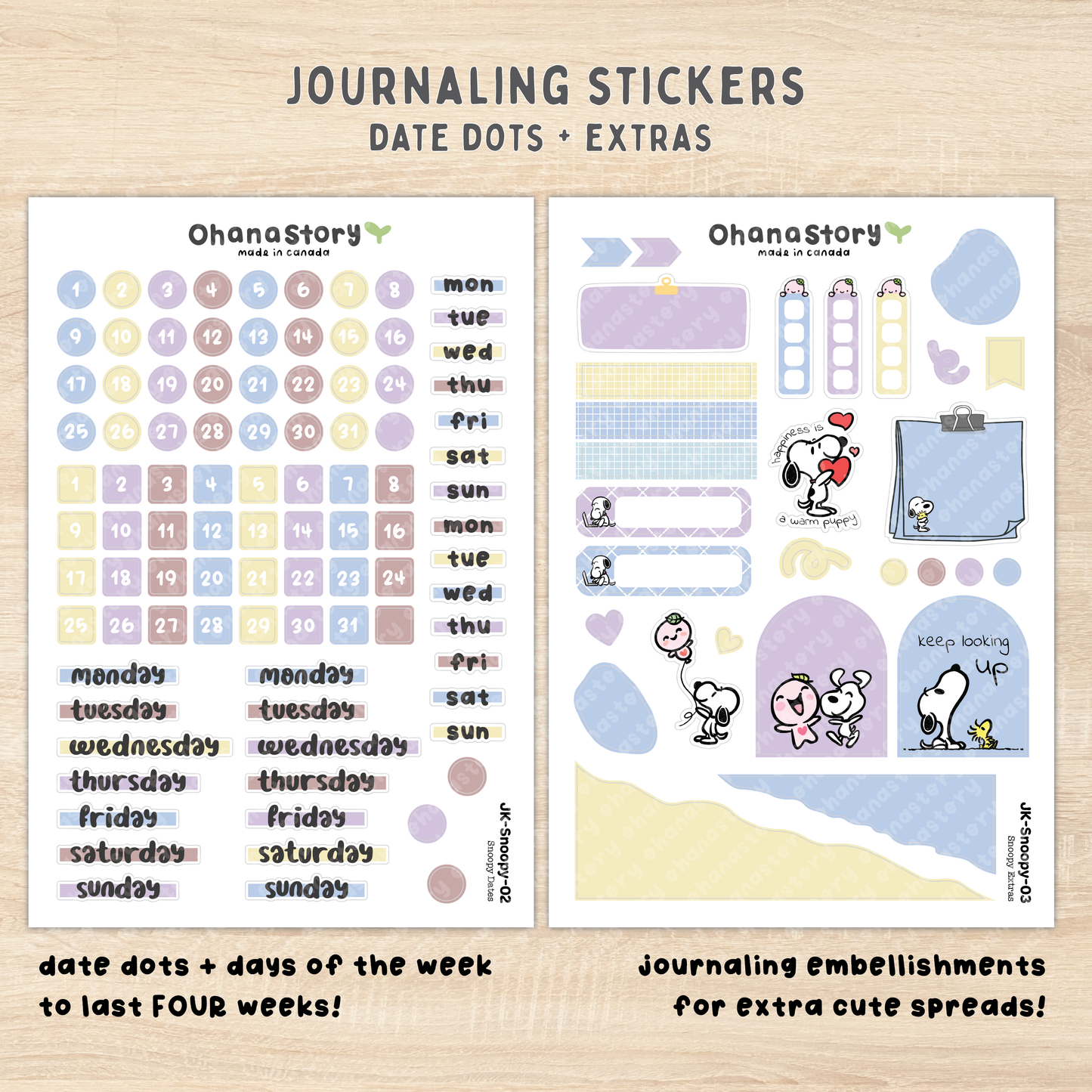 JK-Snoopy-All | Snoopy Journaling Stickers Kit