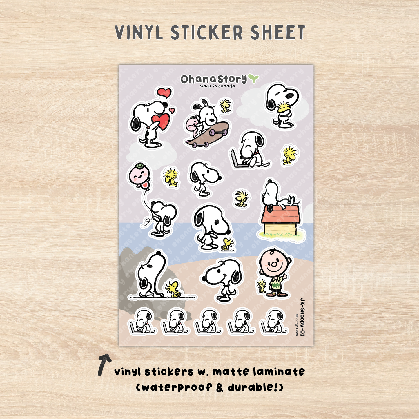 JK-Snoopy-01 | Snoopy Large Deco Vinyl Sticker Sheet