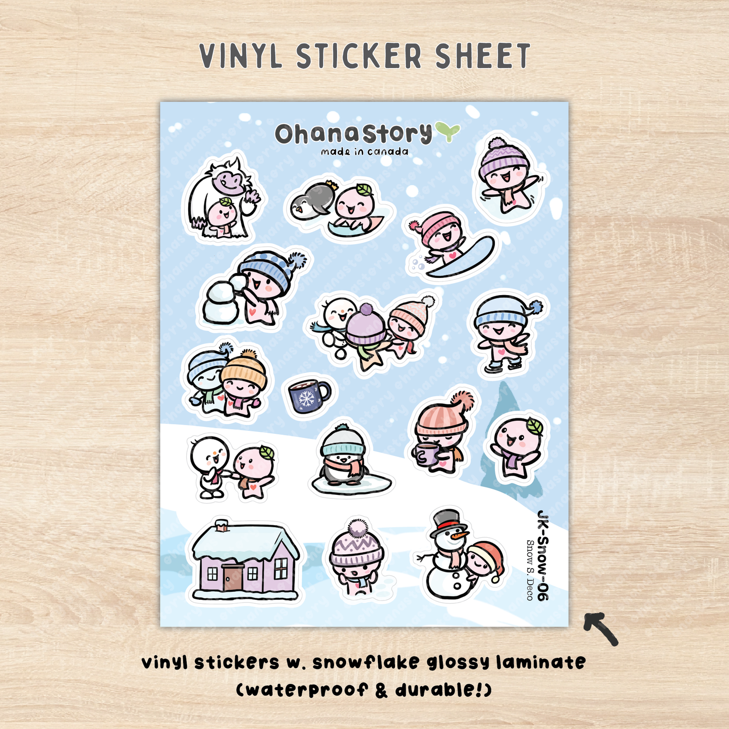JK-Snow-06 | Snow Day Small Deco Vinyl Sticker Sheet