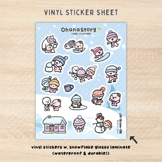JK-Snow-06 | Snow Day Small Deco Vinyl Sticker Sheet