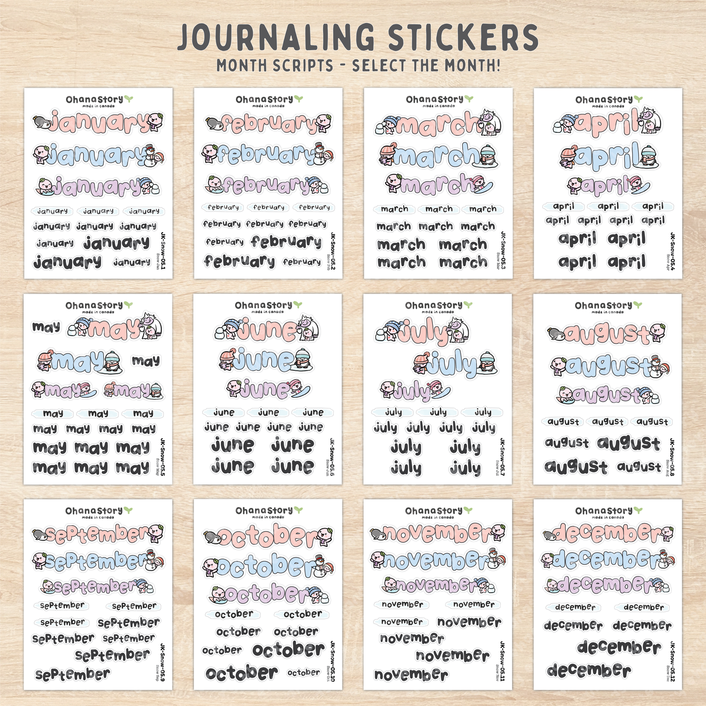 JK-Snow-05 | Snow Day Monthly Script Sticker Sheet