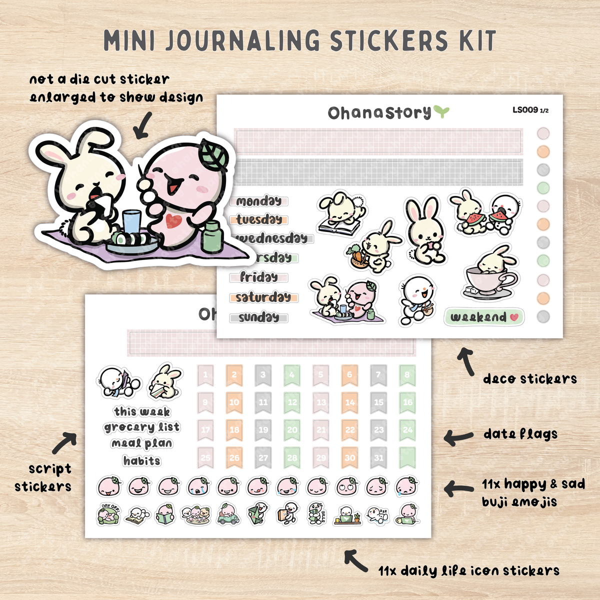 LS009 | Bunny Picnic Mini Journaling Kit - 2 sheets