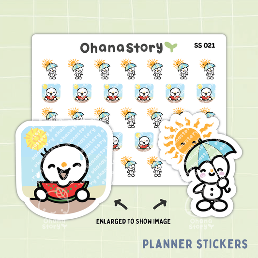 SS021 | Snomi Hot Sunny Day Icon Stickers Sheet