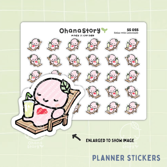 SS055 | Buji Relax with Lemonade Icon Stickers Sheet