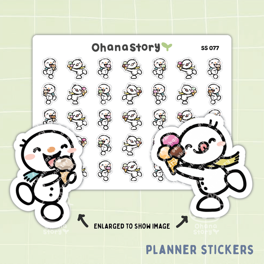 SS077 | Snomi Enjoying Ice Cream Icon Stickers Sheet
