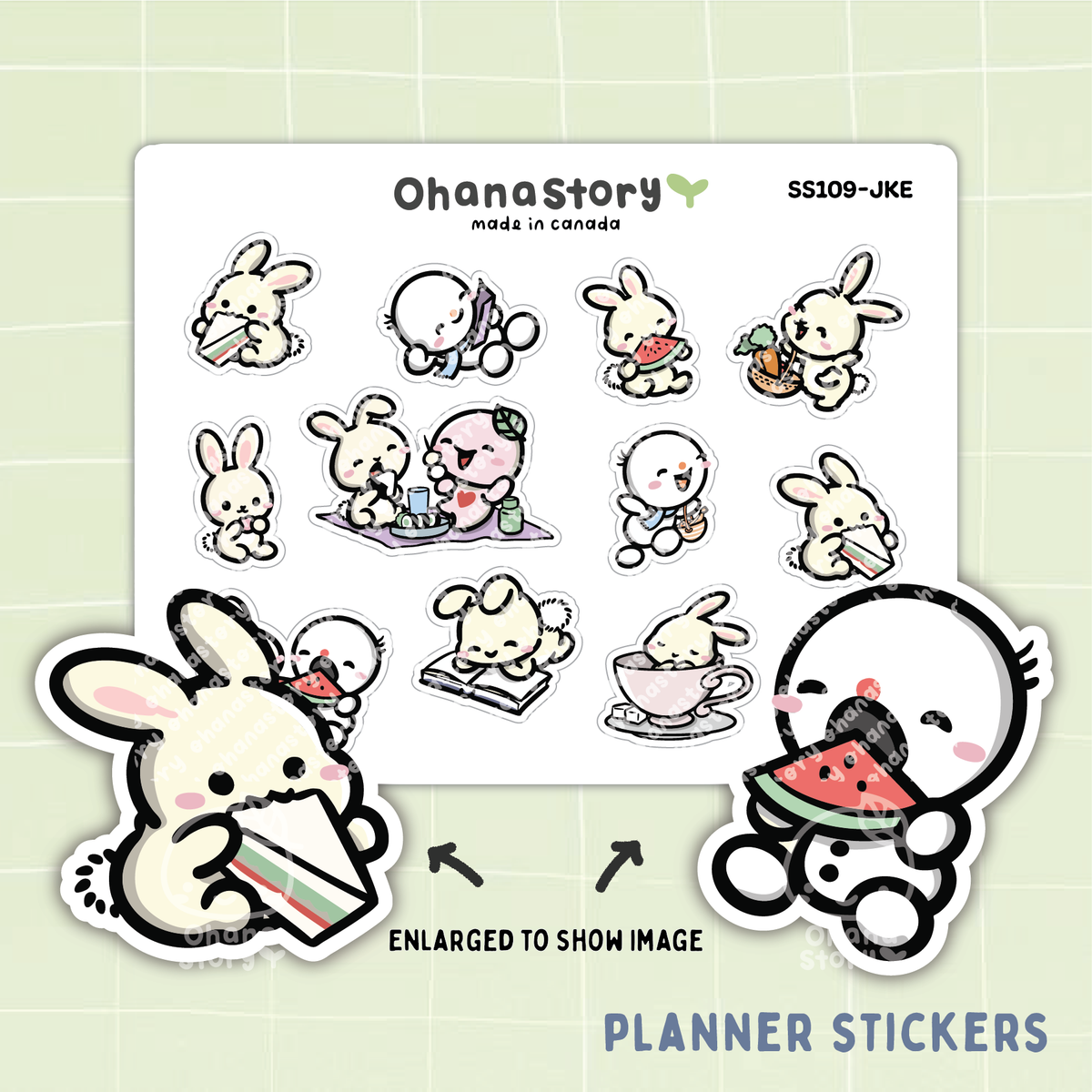 SS109 | Bunny Picnic Large Deco Stickers Sheet