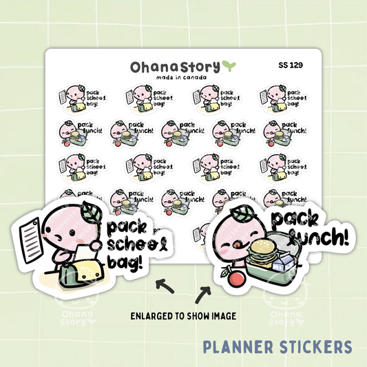 SS129 | Pack Lunch / Bag Icon Stickers Sheet