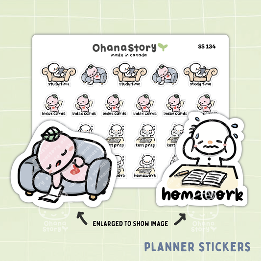 SS134 | Study Prep Homework Icon Stickers Sheet
