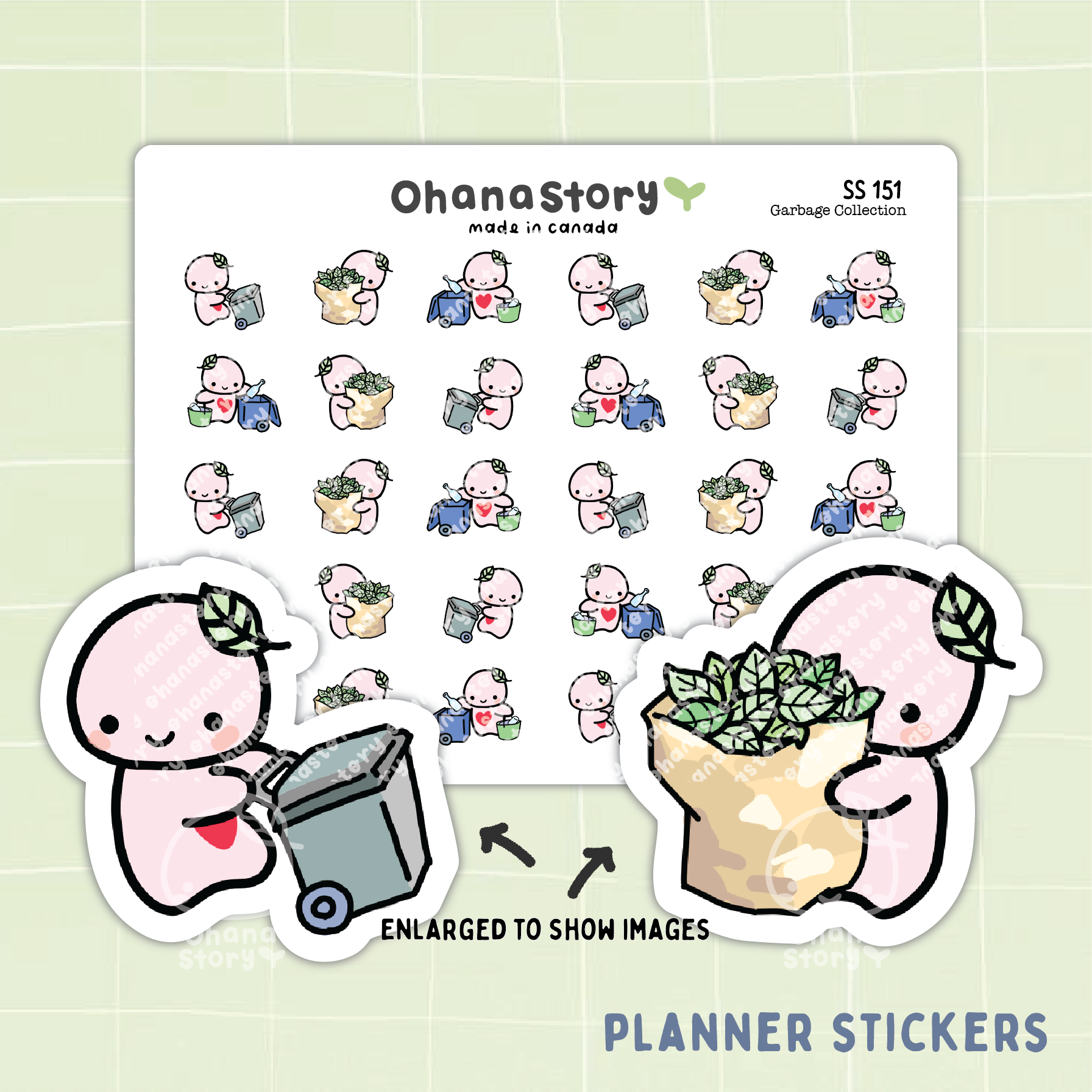 SS151 | Garbage Collection Icon Stickers Sheet – Ohana Story Co.
