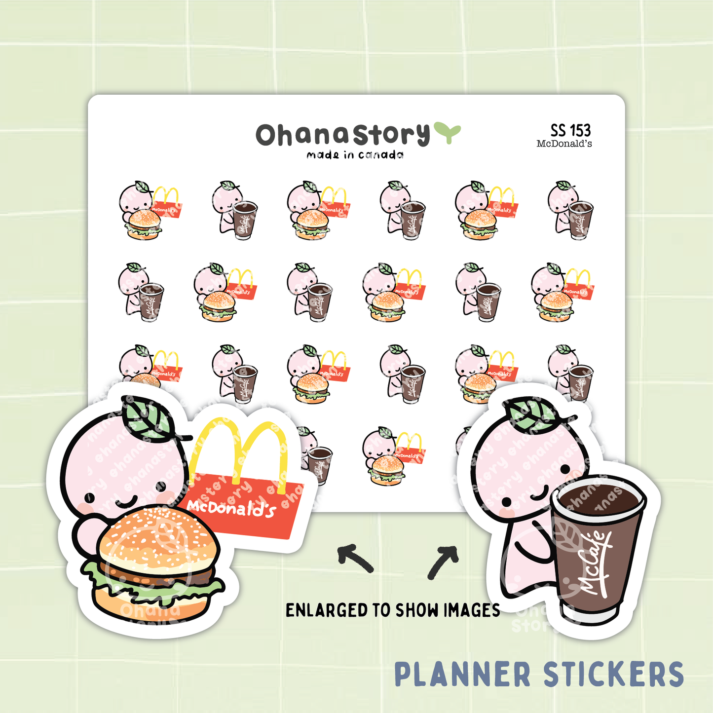 SS153 | McDonald's Burger and Coffee Icon Stickers Sheet